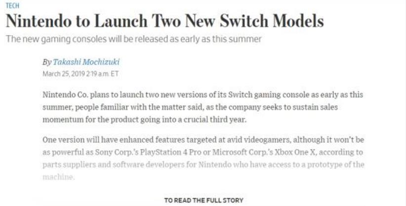 外媒：任天堂将推出两款新Switch-游戏价值论